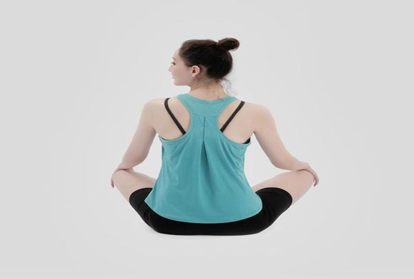 

women open back sport solid yoga shirts tie workout racerback tank fitness sport shirt8735593