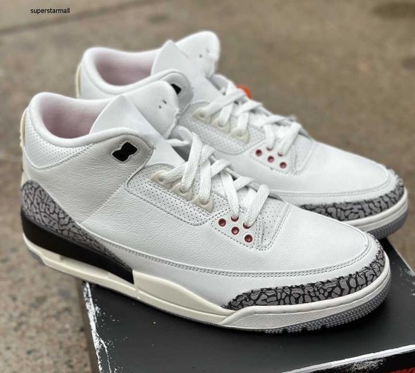

shoes authentic 3 white cement reimagined 3s summit fire red black cement grey men sports outdoor sneakers original dn3707-100