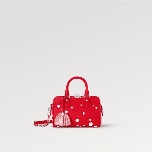 

explosion women's bags m46411 yk pumpkin speedy bandouliere 20 new infinity white dots design cowhide luxury designer bag red grained s