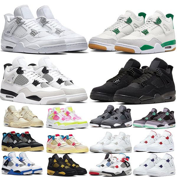 

4 4s basketball shoes men women black cat bred military blacks pine green sail red thunder university blue pure money men womens sports snea