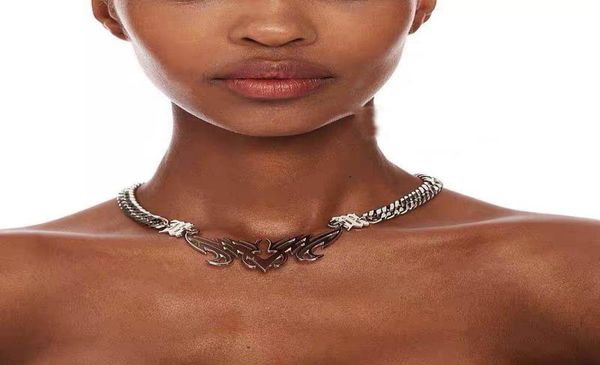

iamubaba new style misbhv sanskrit metal chain necklace0121092724, Silver