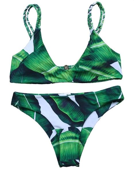 

womens pushup bikini set bathing suits padded two piece tankinis printed leaf bikini set swimsuit250v2754435, White;black