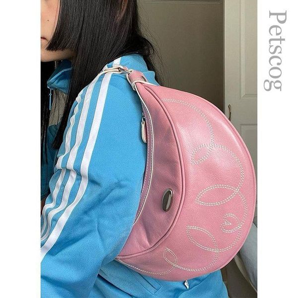 

evening bags women's bag y2k fashion half-moon embroidered zipper underarm hobo purse korean style cute girls handbags shoulder bags 23