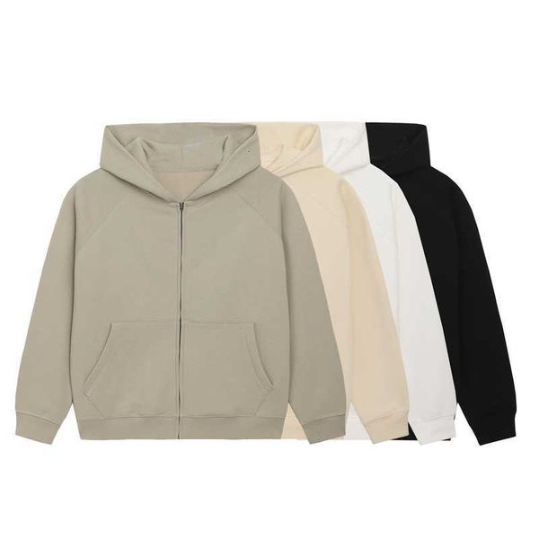 

new solid color zip hoodies sweatshirts loose fashion oversized street hip hop cotton sweatshirt, Black