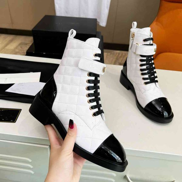 

designer boot womens ankle booties winter channel heel boot martin leather platform letter ccity blonde woman shoes fdcxvd, Black