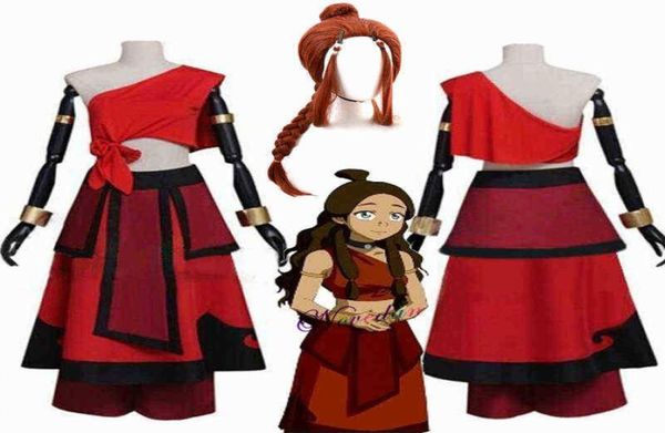 

anime costumes new anime avatar the last airbender katara cosplay cold and wig for carnival halloween party j2209159264369, Black