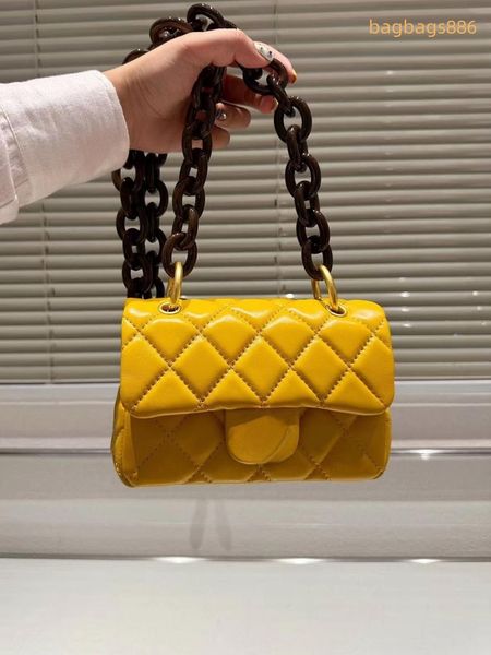 

designer bag pure leather 23a small square bag large chain mini shoulder bag chain sewn flap crossbody bag women's underarm bag wallet