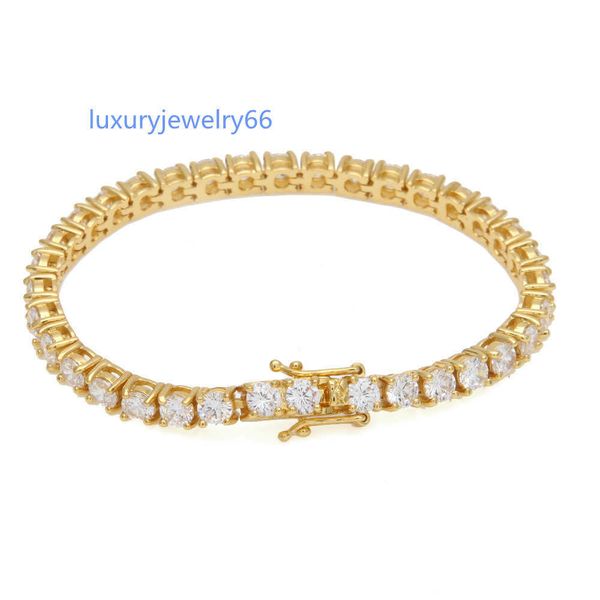 

3mm 4mm hip-hop tennis 7-9inch bling zircon bracelets for men women, Golden;silver
