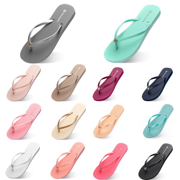 

2024 new summer beach slippers grey green flat bottom flip-flops eur36-39, Black