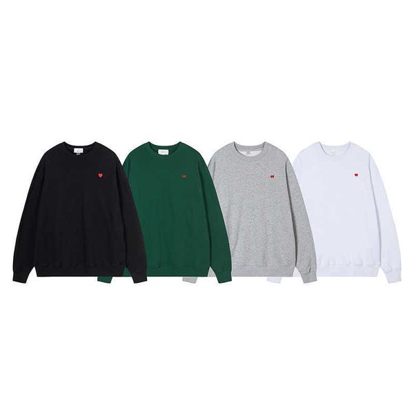 

original label tide proof brand sweater am classic little heart embroidered round neck sweater coat fashion tshirt quality short sleeves fas, White;black