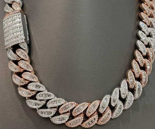 

vvs moissanite cuban chain men's hip hop chains baguette necklace 925 sterling silver custom miami iced out cuban chain