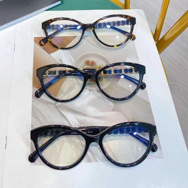 

2023 new luxury designer sunglasses xiaoxiang's new ch3428 fashionable sheepskin leg woven women's eyewear frame with myopia lense, White;black