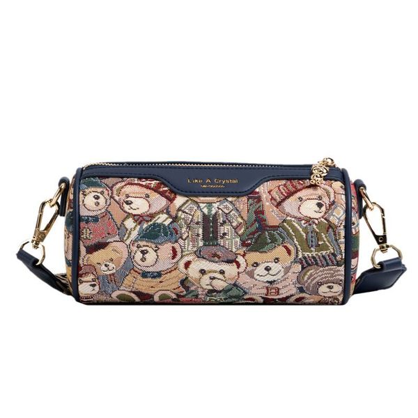 

katie bear penholder bag jacquard embroidery single shoulder bag wide shoulder strap crossbody bag
