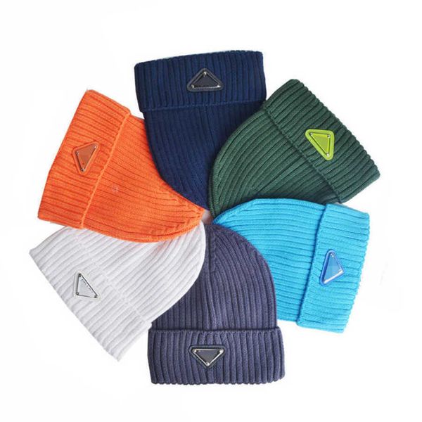 

r luxury hat korean fashion triangle knitted hat versatile woolen letter, Blue;gray
