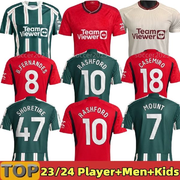 

23 24 sancho soccer jerseys b. fernandes rashford mans utds football shirt 2023 men kids kit eriksen antony casemiro de gea manchesters lanc, Black;yellow