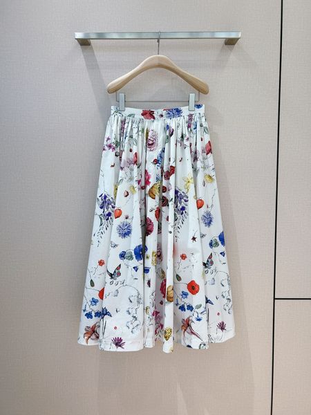 

a line skirt fashion band floral printed cotton skirt, Black