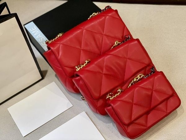 

saddle bag 19 designer bag red women handle bags soft leather crossbody classic flap handbag gold silver metal chain ladies fashion bags 3 s
