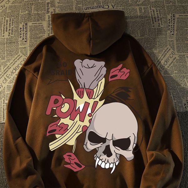 

mens hoodies sweatshirts dark gothic skull design letter print hoodies men street hiphop loose casual ins couple harajuku clothing y2k 23080, Black