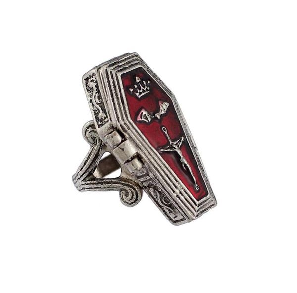 

vintage women rings alloy jesus coffin box finger retro decoration fashion jewelry cluster2341564, Golden;silver