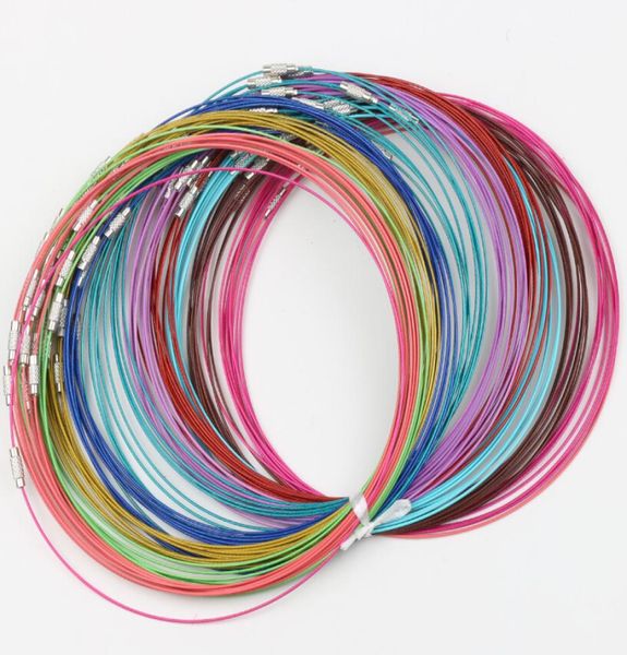 

multi color stainless steel wire cord necklaces chains new 200pcslot jewelry findings components 18quot9062823, Silver