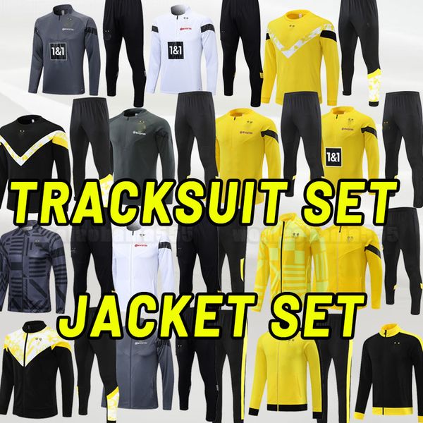 

23/24 dortmund soccer tracksuits 2023 2024 reus neongelb bellingham hummels brandt reyna brandt hazard men football shirt long sleeve tracks, Black