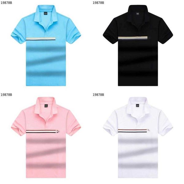 

2023 new boss men's business casual polo short sleeve polo shirt summer rib collar versatile t g04k, White;black