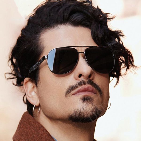 

sunglasses pilot polarized men driving fishing metail frame sun glasses uv400 brand designer fashion male738, White;black