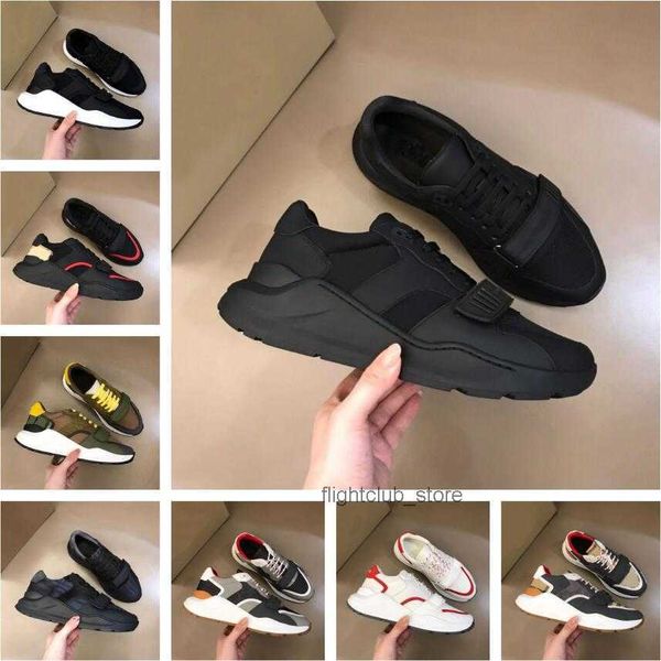 

check sole burberies original burbreries sports grid walking leather mesh rubber men runner brand man sneakers skateboard shoes eu35-46 low-, Black