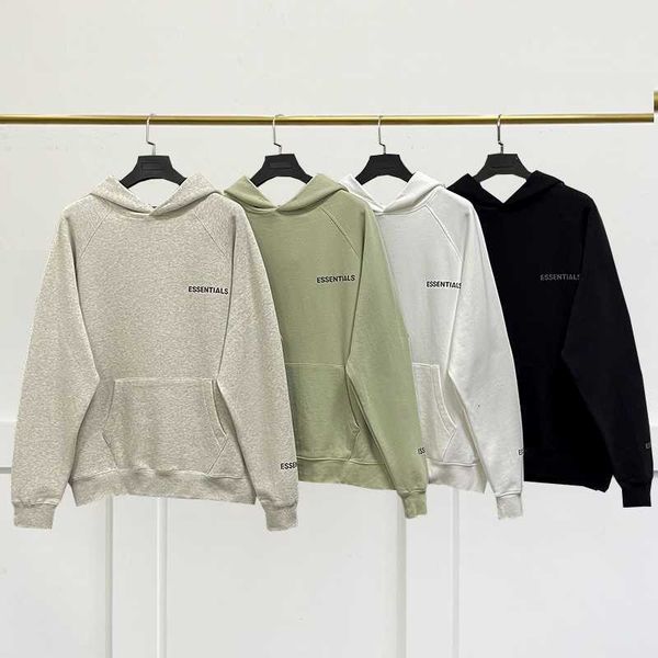 

men's essentils hoodies reflective letters printing sweatshirts oversized fashion streetwear hip hop sweatshirt, Black