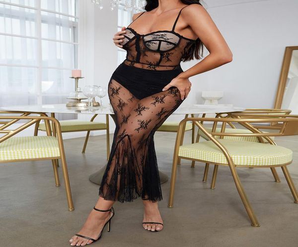 

black bandage summer lace see through club wedding party dress long designer dresses dh7892143811127, White;black