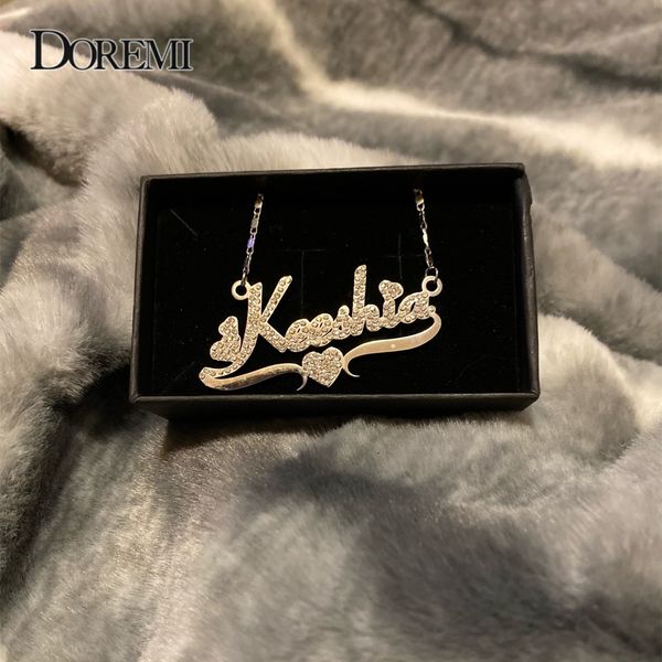 

pendant necklaces doremi 316l stainlesss custom name necklaces pendant letters necklace for women custom chain jewelry children personalized, Silver