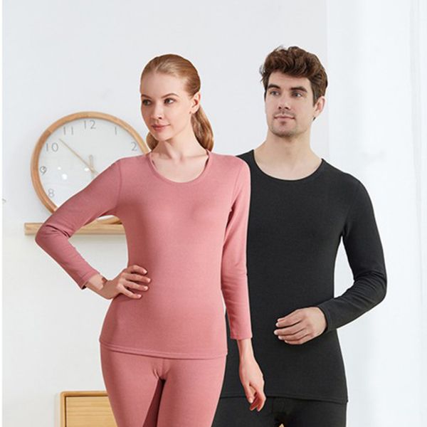 

Men's Thermal Underwear Men Winter Size Cotton Women Warm Thicken Undershirts Long Sleeves Tops