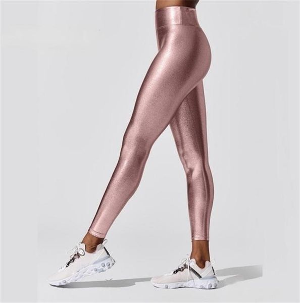 

women s metallic ster yoga pants elastic waist shiny sports clothing fitness leggings high gym sportswear y2k 2205186507272, Gray