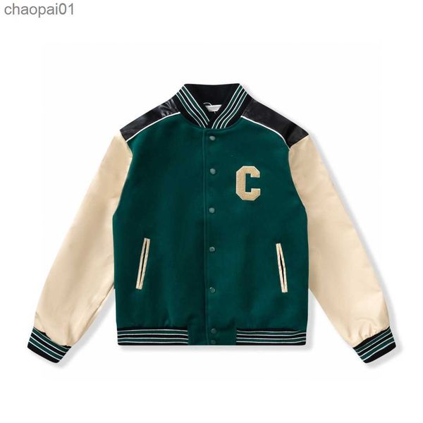 

mens designer 2023 jacket men coats flight jacke baseball uniform letter c embroidery pu leather comfortable pearl clasp fashion men's, Black;brown