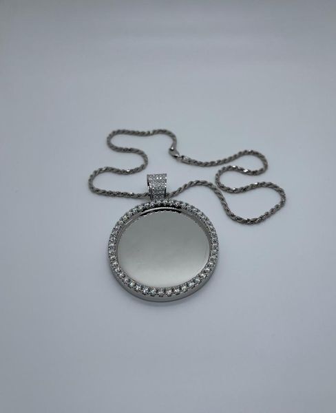 

silver 925 plated 18k white gold moissanite stone circle pendant6914399