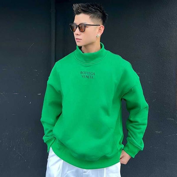 

bottega bv chaopai men's 2021 new clothes triangle label bv green sweater men's high collar autumn and winter plush thickened wome, Black
