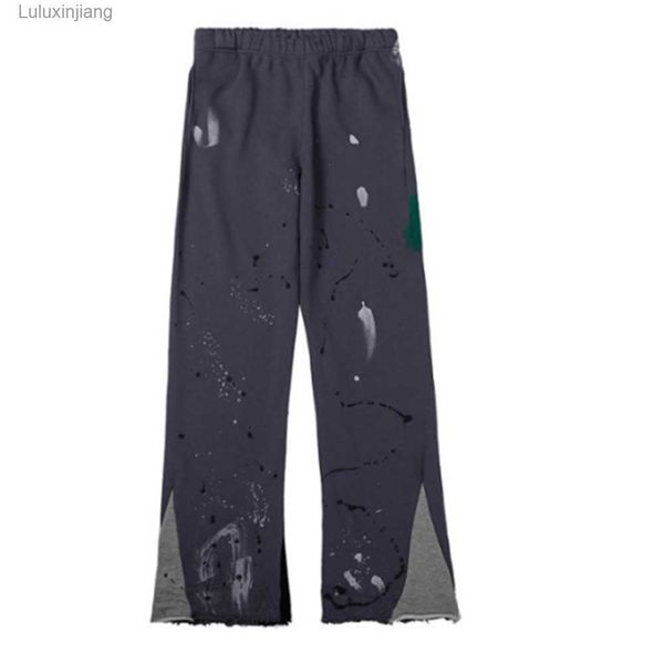 

men pants galleries sweatpants depts speckled letter print men's women's couple loose versatile casual straight, Black