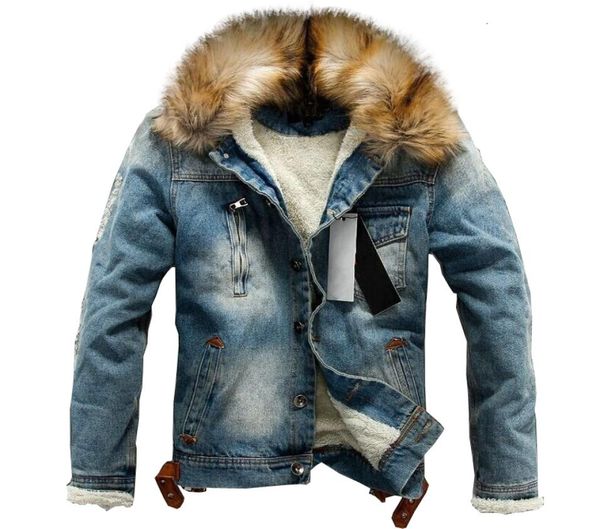 

drop 2018 new men jeans jacket and coats denim thick warm winter outwear s4xl lbz21 s1910192041991, Black;brown