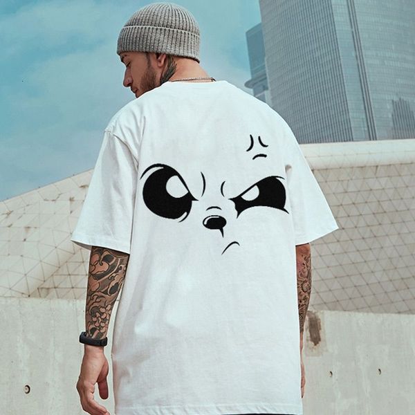 

men's t-shirts men short sleeve hip hop t shirt casual streetwear angry wink print tshirt summer harajuku fashion t-shirt y2k streetwea, White;black