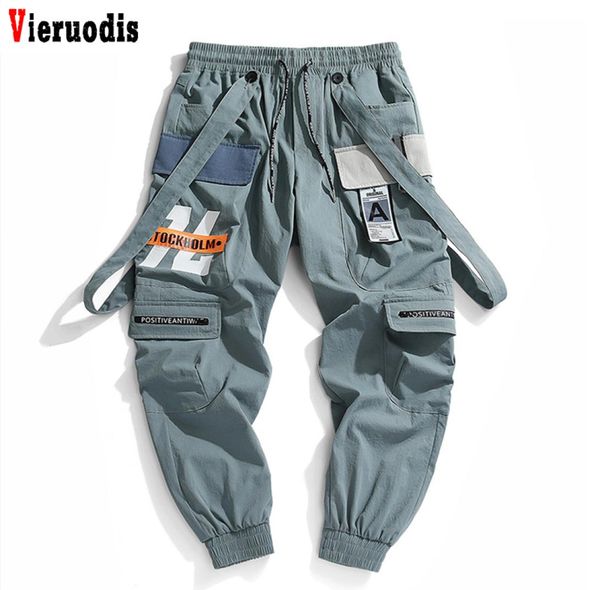 

men hip hop streetwear beam foot cargo pants 2020 men fashion printing new jogger leisure pants sports trousers3381046, Black