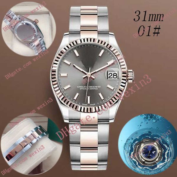 

luxury edging white butting large chain 31mm 2813 gold automatic steel swimming waterproof watch, Slivery;brown