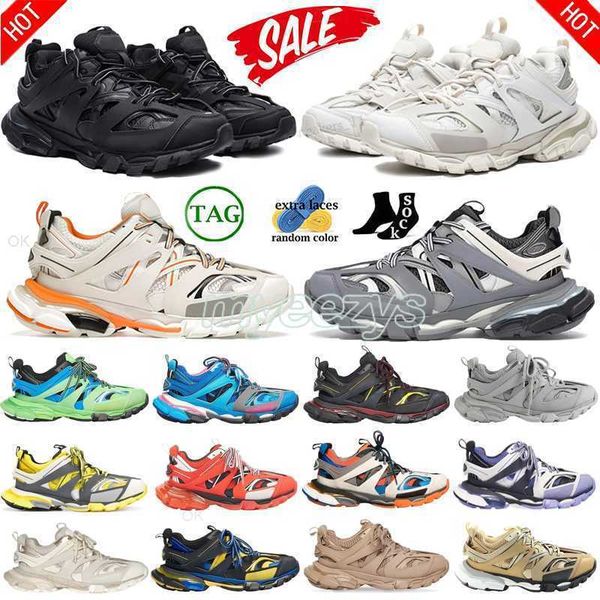 

luxury brand designer men women casual shoes track 3 3.0 triple s white black pink grey beige gomma leather trainer nylon printed platform t