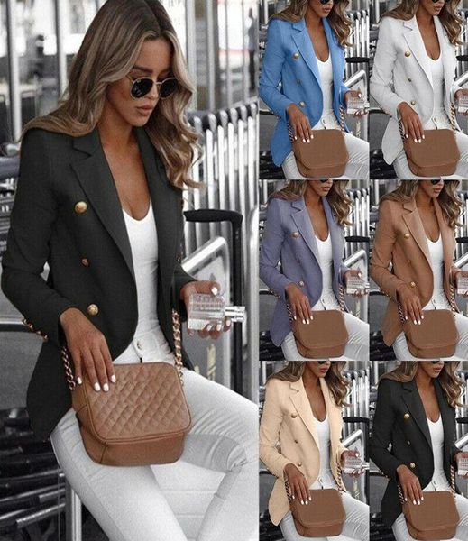

plus size women039s long sleeve button work jacket coat outwear suit office ladies solid casual clothing8310537, Black;brown