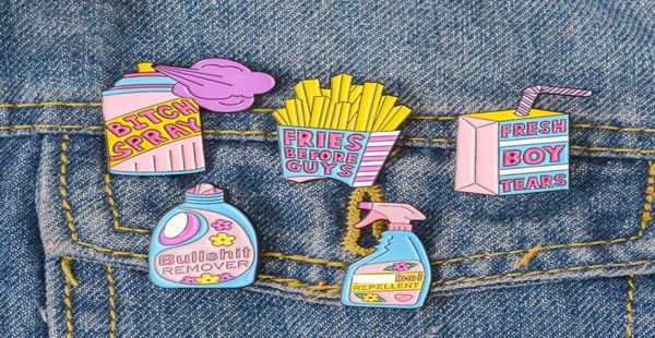 

feminist brooch pins collection feminism jewelry funny cute pink blue repellent remover spray enamel brooches pins badges brooch6436915, Gray