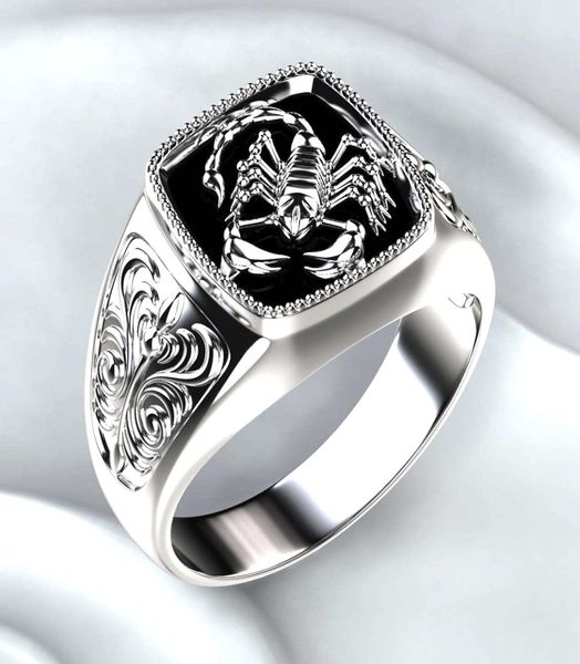 

10pcs fashion creative scorpio relief men band rings poison scorpion memorial day ring size 713 g837444786, Silver