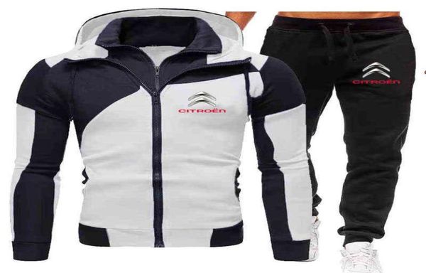 

citroen car spring autumn men hoodies sets fashion casual tracksuit s set sports two piece hoodiespant suit7912344, Gray