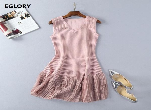 

spring summer fashion dress ladies mesh knitted patchwork sleeveless white pink tank girls sweater slim casual dresses3438306, Black;gray