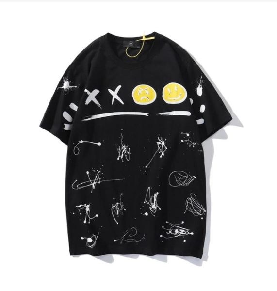 

men039s tshirts trendy brand tshirt graffiti face full of ink printing men and women shortsleeved tide mens designer 9293121, White;black