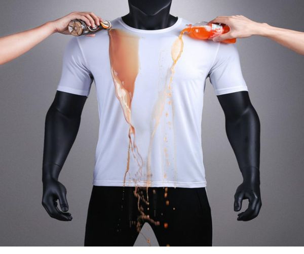 

summer waterproof antifouling t shirt fashion men hydrophobic breathable short sleeve quickdry casual men039s tshirt6188318, White;black