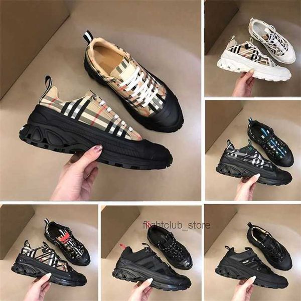 

bh4i burberies burbreries designer casuak shoes men plaid sneakers cotton striped trainer trainers rubber outsole outdoor sneakers vintage p, Black